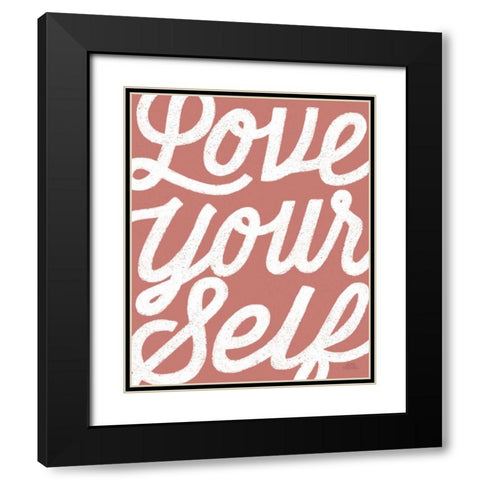 Positivity VIII Coral Black Modern Wood Framed Art Print with Double Matting by Marshall, Laura