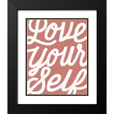 Positivity VIII Coral Black Modern Wood Framed Art Print with Double Matting by Marshall, Laura