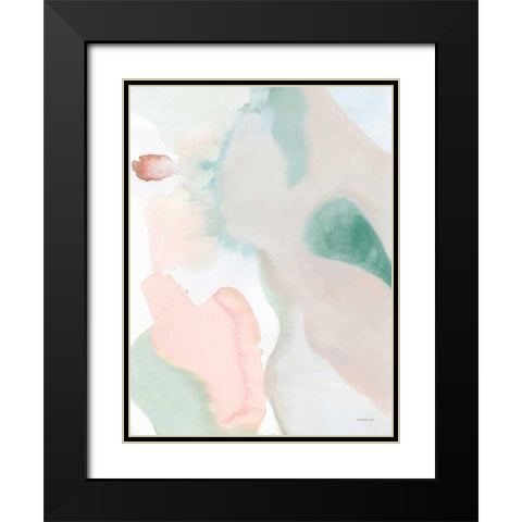 Sage and Pink Abstract II Black Modern Wood Framed Art Print with Double Matting by Nai, Danhui