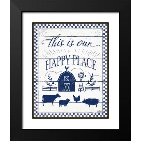 Country Thoughts I v2 Indigo White Black Modern Wood Framed Art Print with Double Matting by Penner, Janelle