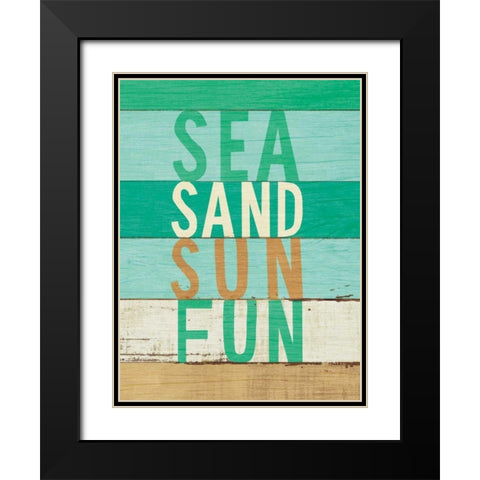 Beachscape Inspiration VIII Green Black Modern Wood Framed Art Print with Double Matting by Mullan, Michael