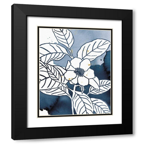 Indigo Blooms I Black Modern Wood Framed Art Print with Double Matting by Wild Apple Portfolio