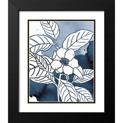 Indigo Blooms I Black Modern Wood Framed Art Print with Double Matting by Wild Apple Portfolio