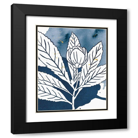 Indigo Blooms IV Black Modern Wood Framed Art Print with Double Matting by Wild Apple Portfolio