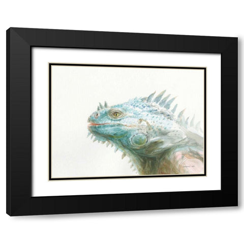 Tropical Iguana Black Modern Wood Framed Art Print with Double Matting by Nai, Danhui