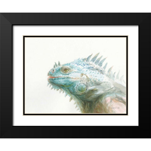 Tropical Iguana Black Modern Wood Framed Art Print with Double Matting by Nai, Danhui