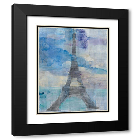 Paris at Dusk II Black Modern Wood Framed Art Print with Double Matting by Hristova, Albena