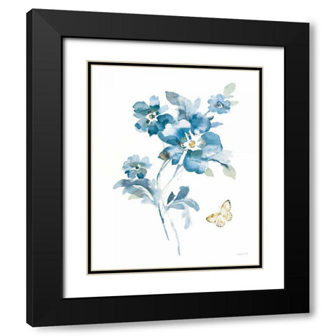Blues of Summer I Gilded Black Modern Wood Framed Art Print with Double Matting by Nai, Danhui
