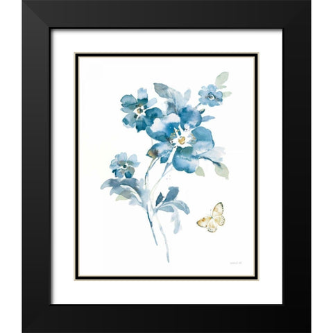 Blues of Summer I Gilded Black Modern Wood Framed Art Print with Double Matting by Nai, Danhui