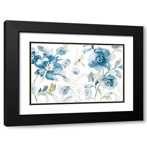 Blues of Summer V Black Modern Wood Framed Art Print with Double Matting by Nai, Danhui