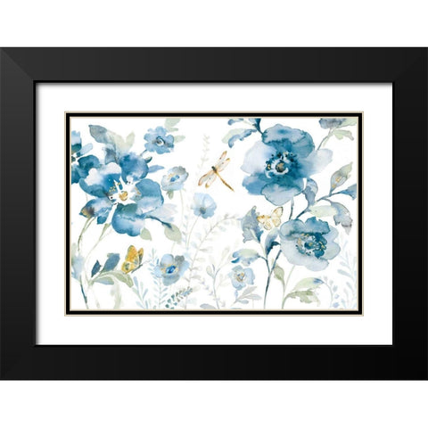 Blues of Summer V Black Modern Wood Framed Art Print with Double Matting by Nai, Danhui