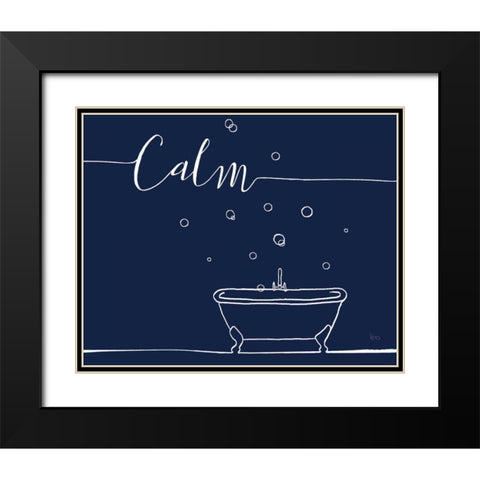 Underlined Bath VI Navy Black Modern Wood Framed Art Print with Double Matting by Charron, Veronique