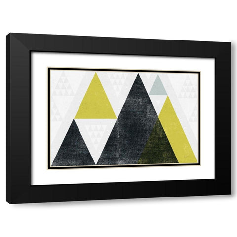 Mod Triangles I Yellow Black Black Modern Wood Framed Art Print with Double Matting by Mullan, Michael
