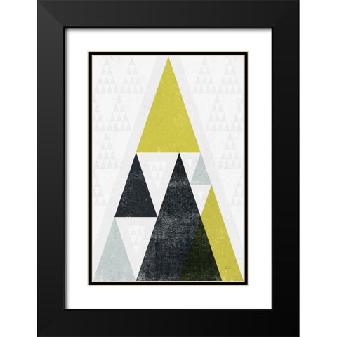 Mod Triangles III Yellow Black Black Modern Wood Framed Art Print with Double Matting by Mullan, Michael