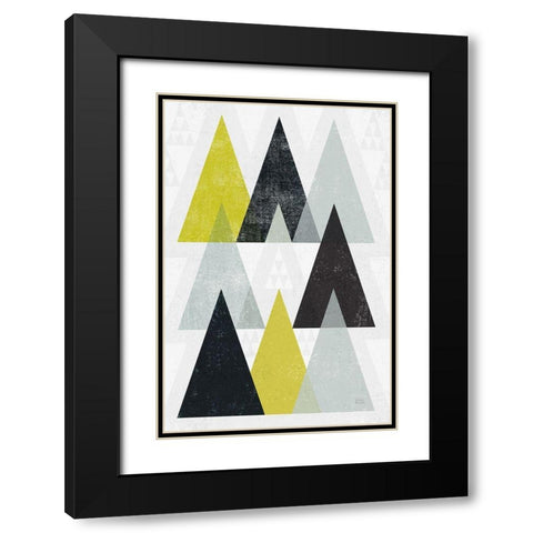 Mod Triangles IV Yellow Black Black Modern Wood Framed Art Print with Double Matting by Mullan, Michael