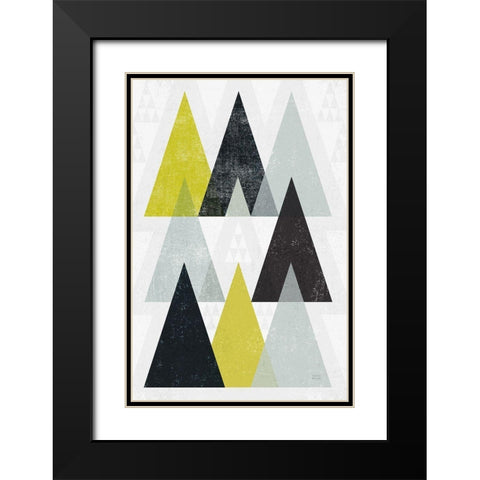 Mod Triangles IV Yellow Black Black Modern Wood Framed Art Print with Double Matting by Mullan, Michael