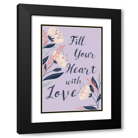 Modern Floral II Lilac Black Modern Wood Framed Art Print with Double Matting by Thorns, Becky