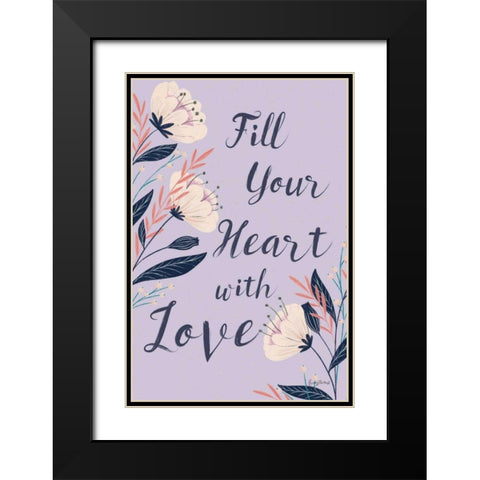 Modern Floral II Lilac Black Modern Wood Framed Art Print with Double Matting by Thorns, Becky