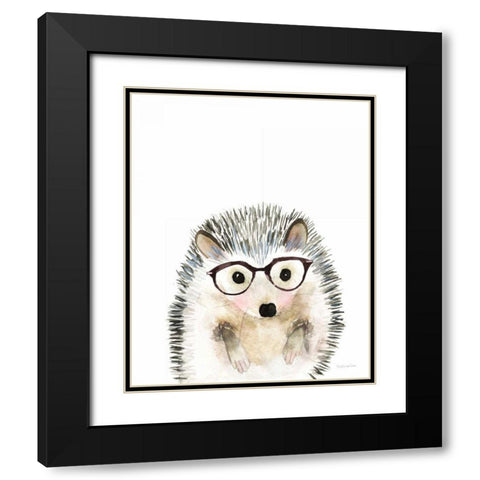 Hedgehog in Glasses Black Modern Wood Framed Art Print with Double Matting by Charro, Mercedes Lopez