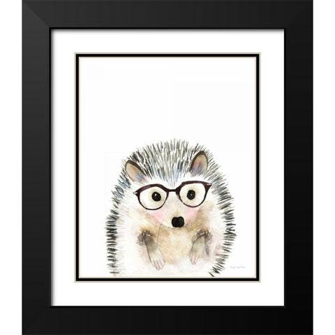 Hedgehog in Glasses Black Modern Wood Framed Art Print with Double Matting by Charro, Mercedes Lopez