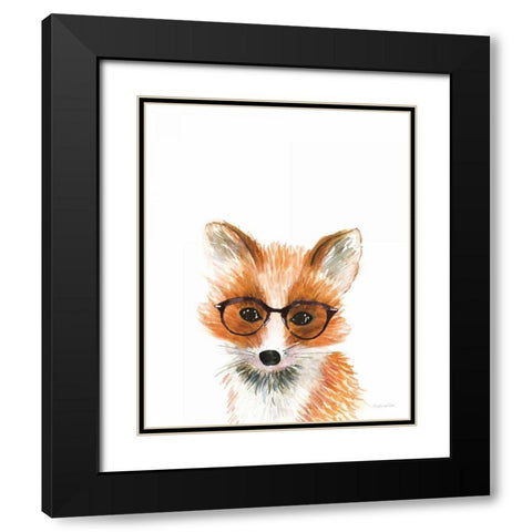 Fox in Glasses Black Modern Wood Framed Art Print with Double Matting by Charro, Mercedes Lopez