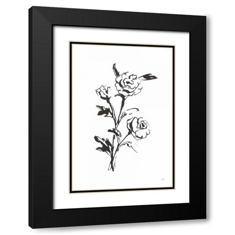 Line Ranunculus II Black Modern Wood Framed Art Print with Double Matting by Paschke, Chris