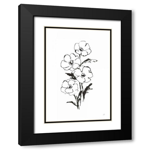 Line Anemone I Black Modern Wood Framed Art Print with Double Matting by Paschke, Chris