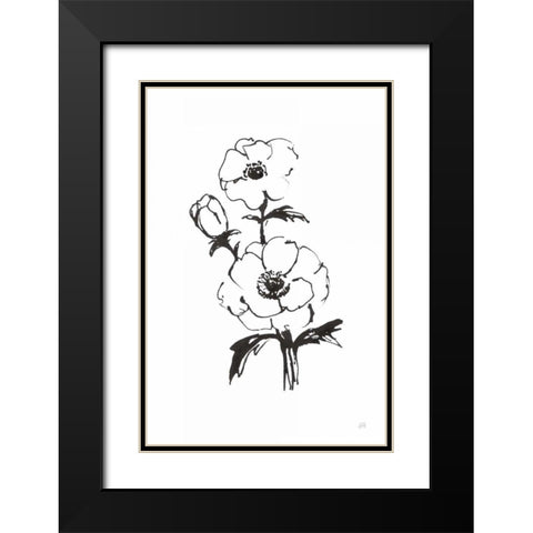 Line Anemone II Black Modern Wood Framed Art Print with Double Matting by Paschke, Chris