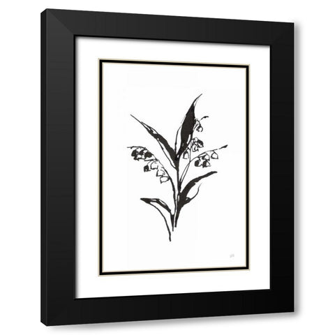 Line Lily of the Valley I Black Modern Wood Framed Art Print with Double Matting by Paschke, Chris