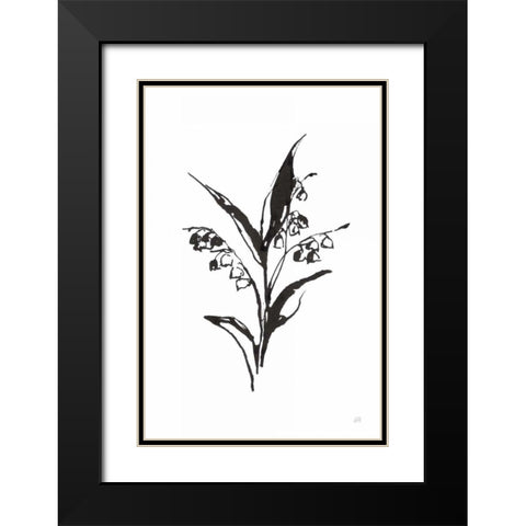 Line Lily of the Valley I Black Modern Wood Framed Art Print with Double Matting by Paschke, Chris