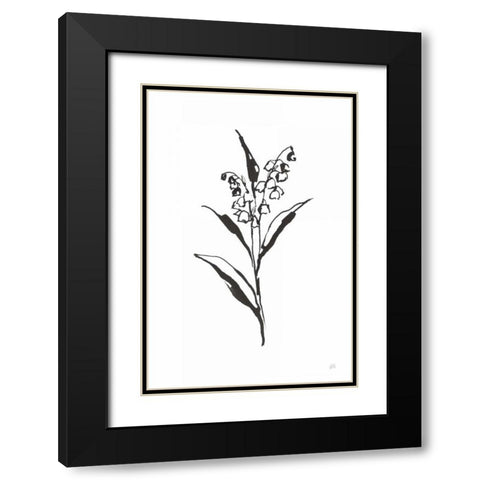 Line Lily of the Valley II Black Modern Wood Framed Art Print with Double Matting by Paschke, Chris