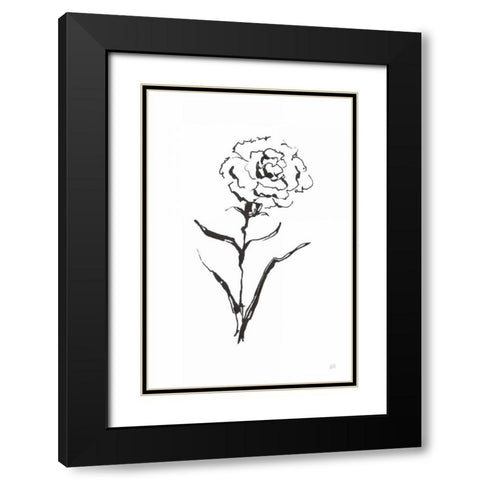 Line Carnation I Black Modern Wood Framed Art Print with Double Matting by Paschke, Chris