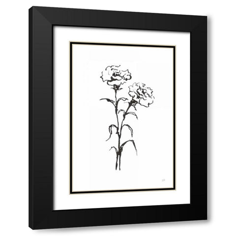 Line Carnation II Black Modern Wood Framed Art Print with Double Matting by Paschke, Chris