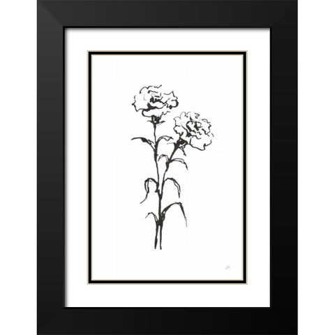 Line Carnation II Black Modern Wood Framed Art Print with Double Matting by Paschke, Chris