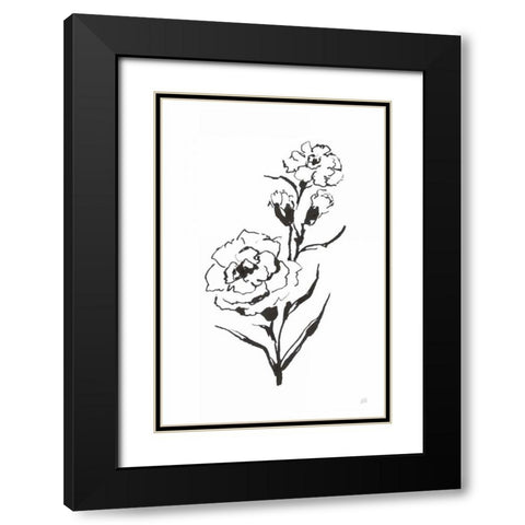 Line Carnation III Black Modern Wood Framed Art Print with Double Matting by Paschke, Chris
