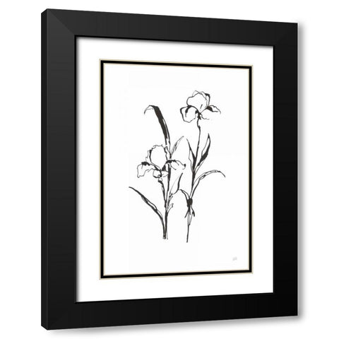 Line Iris I Black Modern Wood Framed Art Print with Double Matting by Paschke, Chris