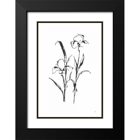 Line Iris I Black Modern Wood Framed Art Print with Double Matting by Paschke, Chris