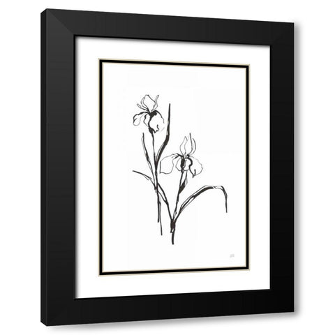 Line Iris III Black Modern Wood Framed Art Print with Double Matting by Paschke, Chris