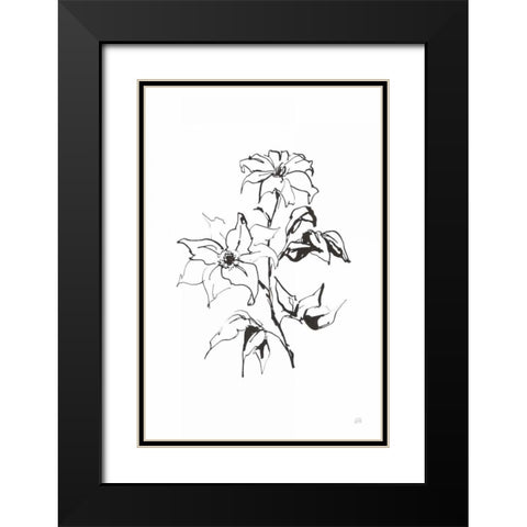 Line Clematis Black Modern Wood Framed Art Print with Double Matting by Paschke, Chris