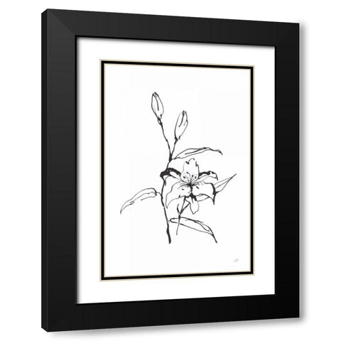 Line Tiger Lily Black Modern Wood Framed Art Print with Double Matting by Paschke, Chris