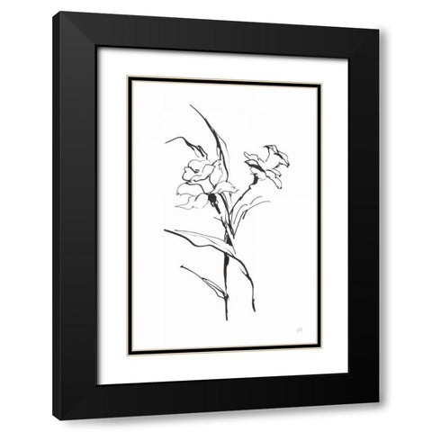 Line Daffodil Black Modern Wood Framed Art Print with Double Matting by Paschke, Chris