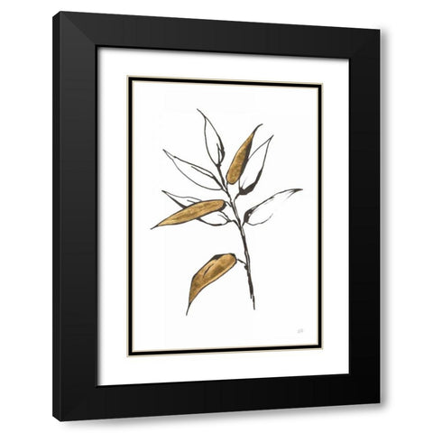 Leafed V Black Modern Wood Framed Art Print with Double Matting by Paschke, Chris