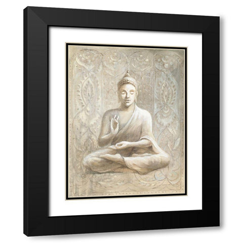 Peace of the Buddha Black Modern Wood Framed Art Print with Double Matting by Nai, Danhui