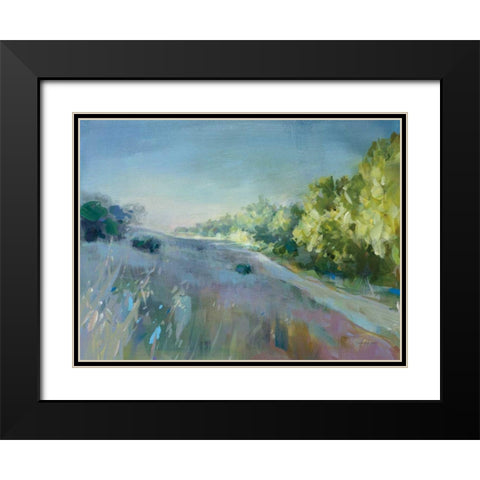 Sunrise Meadow Black Modern Wood Framed Art Print with Double Matting by Nai, Danhui