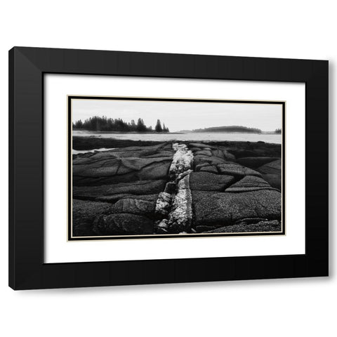 Fissures in Maine Black Modern Wood Framed Art Print with Double Matting by Aledanda