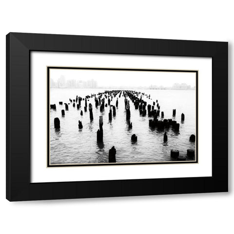 Memory Piers Black Modern Wood Framed Art Print with Double Matting by Aledanda