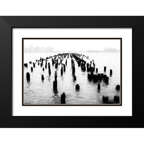 Memory Piers Black Modern Wood Framed Art Print with Double Matting by Aledanda