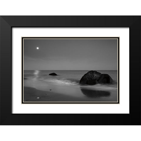 Summer Moon Black Modern Wood Framed Art Print with Double Matting by Aledanda