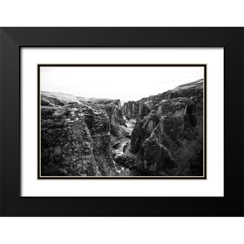 Fjadrargljufur Black Modern Wood Framed Art Print with Double Matting by Marshall, Laura