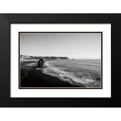 Reynisfjara Black Modern Wood Framed Art Print with Double Matting by Marshall, Laura